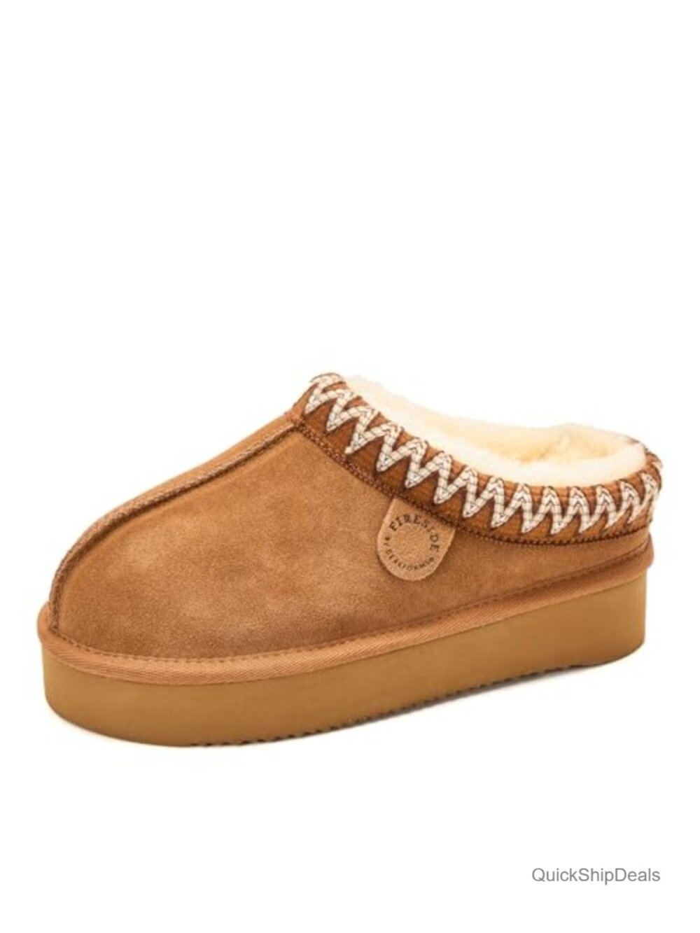 Genuine Shearling Suede Clog Slippers Memory Foam Platform Indoor Outdoor